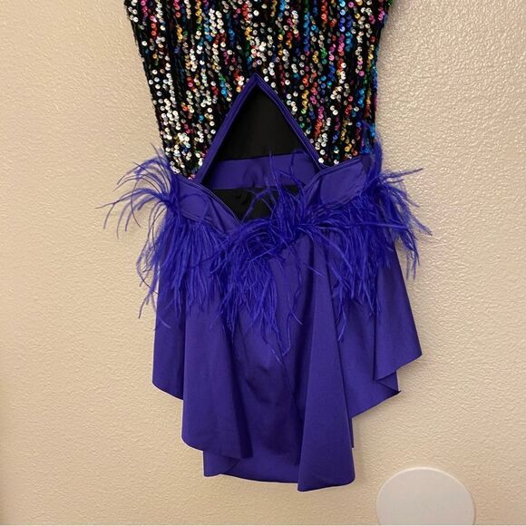 WEISSMAN Dance Costume lyrical jazz sassy feathers BOP TO THE TOP 13478 blue MC - Picture 4 of 12
